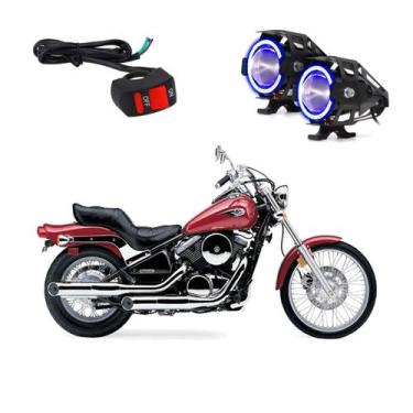 Imagem de Par Farol de Milha Angel Eye U7 Azul para Moto Kawasaki Vulcan 800CC 1