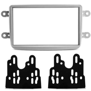 Imagem de Moldura Painel 2Din Renault Captur Kwid - Prata - FIAMON