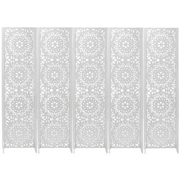 Imagem de 5 Biombo Pintado Divisoria Separador de Ambiente MDF Com Pés Preto ou Branco (Mandala, Branco)