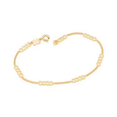 Imagem de Pulseira banhado ouro 3x 24k 18k e 22k feminina círculos vazados romma