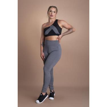 Imagem de Conjunto Feminino Fitness Calça Legging Lisa Básica Cintura Alta E Top