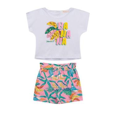 Imagem de Conjunto Infantil Menina, Blusa Em Cotton Com Estampa E Botões Nas Cos