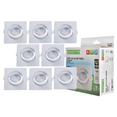 Imagem de Kit 8 Spot Led Par20 Embutir Quadrado Direcionável Bivolt 7w - Taschib