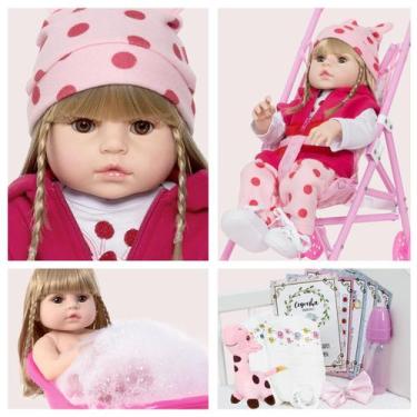 Imagem de Bebe Reborn Siliconada Girafa Carrinho Infantil Envio 24hrs - Cegonha 