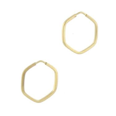 Imagem de Brinco Argola Hexagonal Fio Quadrado 1.3 Ouro 18k 750 - JOIE JOIAS FIN