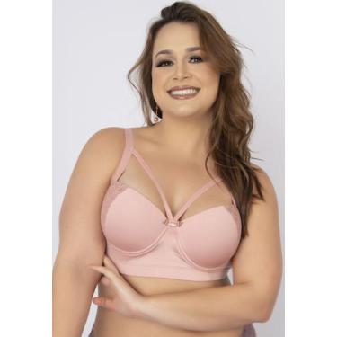 Imagem de Sutiã Plus Size Reforçado com Bojo Renda e Strappy - WLS Modas, Rosa, 
