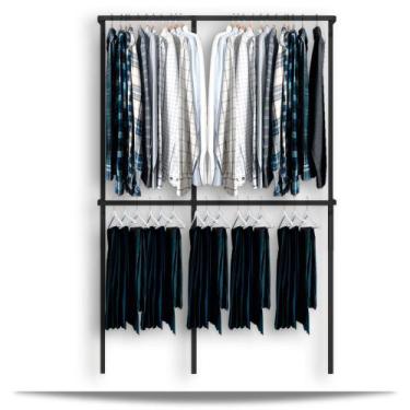 Imagem de Arara de parede - 1,60m Smart black - Casa Expressa