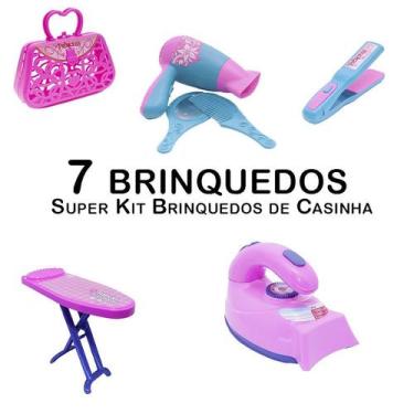 Imagem de Kit Casinha Infantil Secador Bolsa Chapinha Ferro Tábua 7pç - Altimar