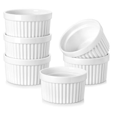 Imagem de MALACASA Ramekins 300 ml seguro para forno, porcelana creme brulee ramekins pudim pudim pudim copos grandes de cerâmica suflê Ramakan Ramiken Ramicans conjunto de 6, branco, série RAMEKIN-DISH