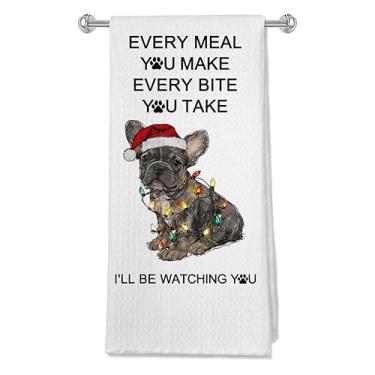 Imagem de GTYNU Toalhas de cozinha de buldogue francês de Natal, toalhas de mão 40 x 61 cm, todas as refeições que você fizer buldogue francês de Natal, toalha de prato para banheiro, cozinha, presentes de