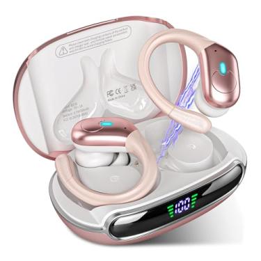 Imagem de Fones de ouvido sem fio Bluetooth 5.3, fones de ouvido estéreo com graves e ganchos, re...
