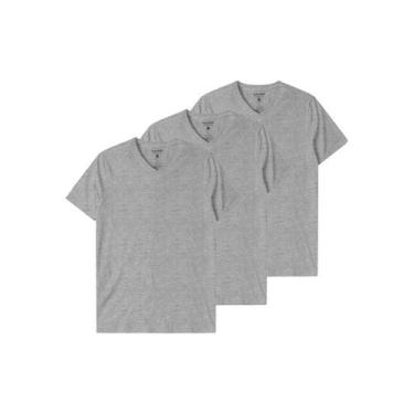 Imagem de Kit com 3 Camisetas Masculina Malwee 1000004422, Cinza, XGG