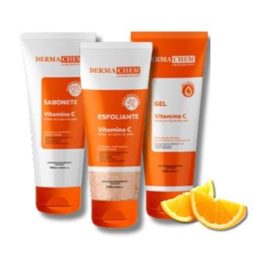 Imagem de Kit Skincare Anti idade Vitamina C - Sabonete + Esfoliante +Gel Hidratante Facial 3 em 1