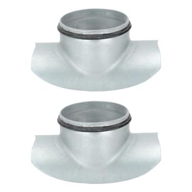 Imagem de PATIKIL Sela de conector de duto para duto de 12,7 cm para extensão de ramo de saída de 10 cm, 2 peças de aço galvanizado redondo 90 graus divisor de duto de ventilação HVAC transição com junta de