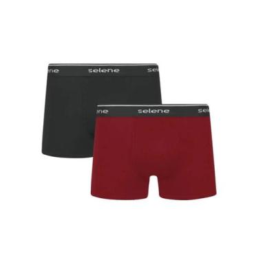 Imagem de Kit 2 Cuecas Selene Boxer 95% algodao 11450 Preto/Bordo, EG, Preto, Bo