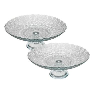 Imagem de Kit 2 Centro De Mesa Fruteira De Vidro Com Pé Pluma Vitazza