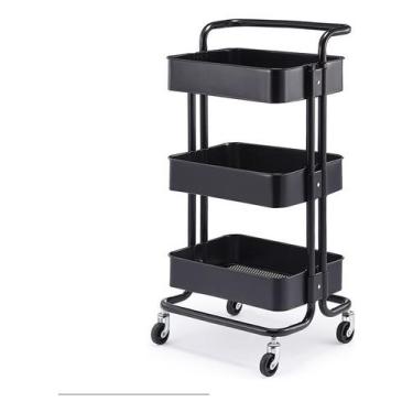 Imagem de Carrinho Multiuso Organizador 3 Prateleira em Ferro com roda - KF, Pre
