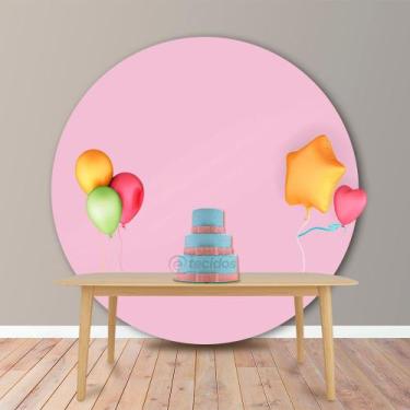 Imagem de Painel Redondo em Tecido Oxford Rosa Bebê Liso, 2,00