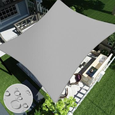 Imagem de ECOOPTS 10'X15' À Prova D 'Água Sombra de Sol Vela Retângulo Cobertura de Dossel Bloqueio Uv para Pátio Ao Ar Livre Pérgula Quintal Jardim (Cinza Claro)
