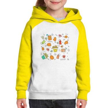 Imagem de Moletom Infantil Fast Food - Foca na Moda, Branco, Amarelo, 14