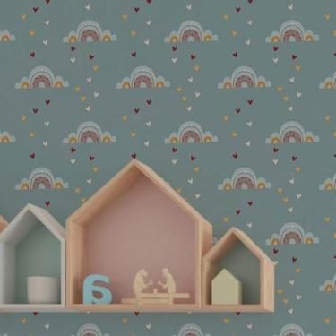 Imagem de Papel de Parede Adesivo Nuvens e Arco Íris N019096 0,58x3M - Adesivo B