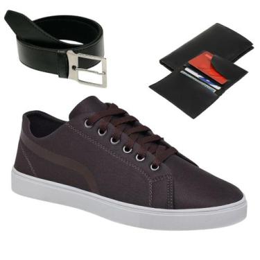 Imagem de Sapatenis Masculino Casual Super Confortável Sola Reta Costurada + Cin