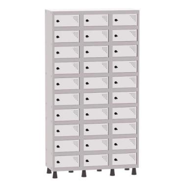 Imagem de Armário Porta Objetos de Aço 3 Vãos 30 Portas Pitão Pandin 1,90 m Cinz
