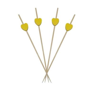 Imagem de Espetinho Coração Amarelo Decoração Petiscos Festa Buffet - Oriental