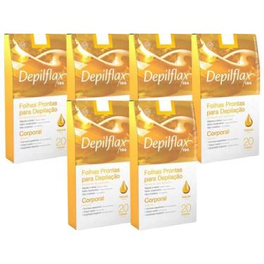 Imagem de Kit 6 Caixas Folhas Prontas Cera Depilatória Depilação Corporal Depilf