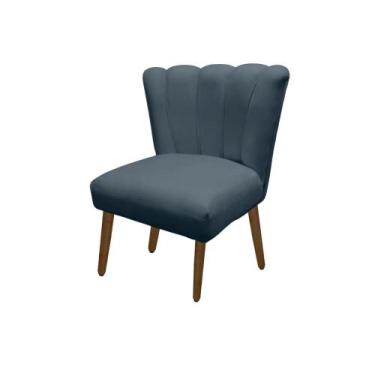 Imagem de Cadeira Pétala Flor Para Sala De Estar Penteadeira Salão Suede Azul Tu