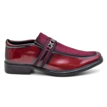 Imagem de Sapato Social Masculino Design Italiano Em Verniz Bico Quadrado Macio 