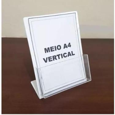 Imagem de Display Porta Folder 1/2 (meio) A4 Acrílico Transparente Papel 1 Peça 