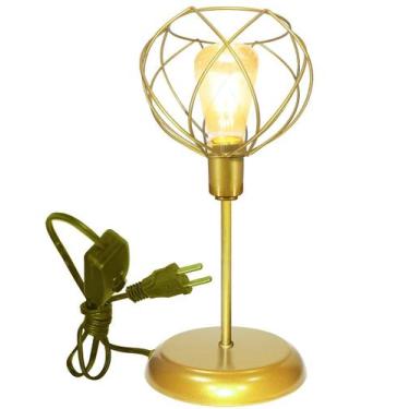 Imagem de Luminária de Mesa Abajur Clássico Aramado Crown Dourado - Jota Ilumina