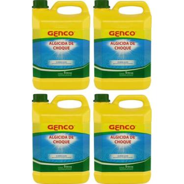Imagem de 4 Galão Algicida De Choque 5 Litros Genco Limpeza Agua Verde