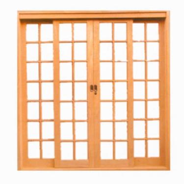 Imagem de Porta de Correr Quadridulada Reta 4 follhas em Madeira Maciça Cedro Ar