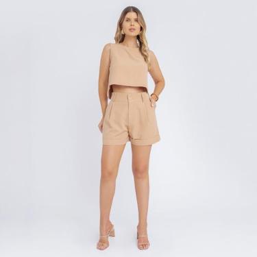 Imagem de Conjunto Social Feminino Blusinha Regata E Short Alfaiataria - SWISS B