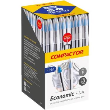 Imagem de Caneta Esferográfica Economic Fina Azul Caixa com 50 - Compactor