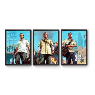 Imagem de Kit 3 Quadros Gta  5 - Fanarte