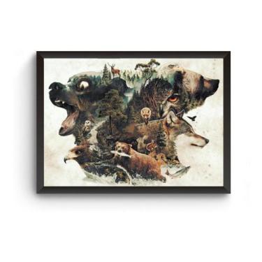 Imagem de Poster Moldurado Animais Surreais Quadro - Fanarte