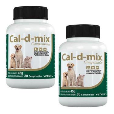 Imagem de 2 Cal-d-mix 30 Comp. Suplemento Cães E Gatos - Vetnil