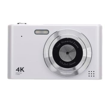 Imagem de Câmera Digital Compacta 48MP 4K Com Zoom de 16x IPS Tela Anti Vibração Gravação de Vídeo para Viagens Com Flash (Branco)