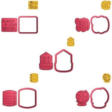 Imagem de Kit 5 Cortadores Coruja ABC Lápis Fichário Mapa Mundi - DOCE IMPRESSO,