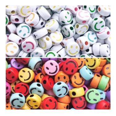 Imagem de 200 Miçanga Dado 8mm ou Smile 10mm Entremeio Missanga Bijuteria Artesanato (Mix Smile)