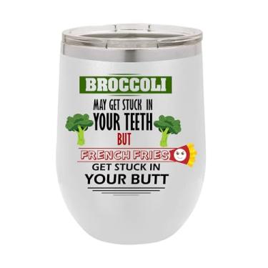 Imagem de Copo de vinho de brócolis, brócolis pode ficar preso em seus dentes, copo de vinho de aço inoxidável de 340 g, presentes para ele, para ela, para meninos, para meninas, aniversário, ideia de presente