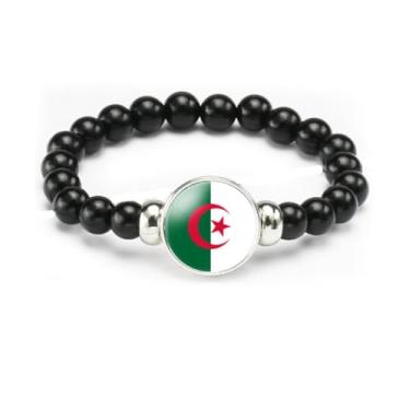 Imagem de vmcoatdu Pulseira de bandeira nacional com contas de corda elástica apoia seu país viagem lembrança presentes para homens e mulheres, One size, Liga metálica, Vidro