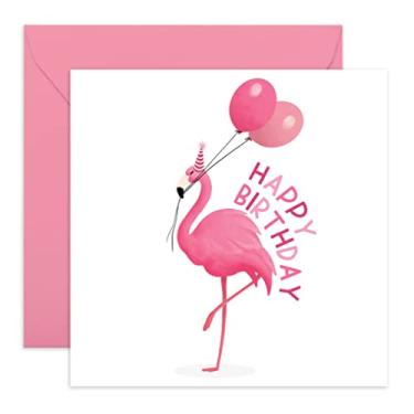 Imagem de CENTRAL 23 Cartão de aniversário para irmã - Flamingo rosa - cartão de feliz aniversário rosa para ela - presentes para amigas, filha, sobrinha - Vem com adesivos divertidos