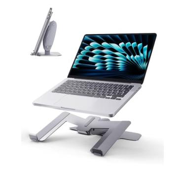 Imagem de Vaydeer Suporte de laptop para mesa, design de modo duplo de metal para mesa e uso vertical, suporte ajustável para economia de espaço, suporta MacBook, Chromebook, Surface, Dell (prata)