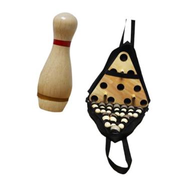 Imagem de TTETTZ Conjunto de pinos de boliche de shuffleboard, conjunto de boliche de madeira com 10 pinos e bola para presentes de aniversário