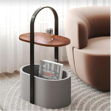 Imagem de Mesa de cabeceira inteligente, mesa de cabeceira com estação de carregamento, carregamento sem fio, mesa lateral, quarto, com armazenamento, luzes LED ajustáveis e porta de carregamento USB, branca,