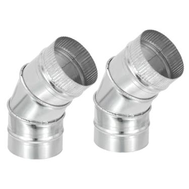 Imagem de PATIKIL Conector de tubo de duto de cotovelo de 45 graus OD 4 cm, pacote com 2 conectores ajustáveis de tubo de combustão de chaminé de ventilação HVAC, adaptador de ferro galvanizado para tubo de